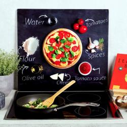 KESPER 36598 Víceúčelová krájecí deska 56 x 50 cm, sklo, motiv pizza