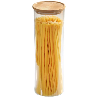 KESPER Skladovací nádoba skleněná a bambusová, průměr 10 cm, 1800 ml