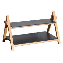 KESPER 38118 Etažér, 2 patra, 45 x 27 x 24 cm, břidlice/bambus