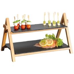 KESPER 38118 Etažér, 2 patra, 45 x 27 x 24 cm, břidlice/bambus