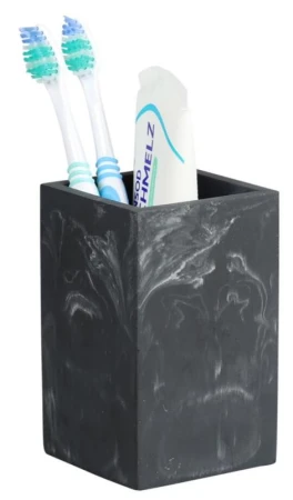 KESPER černý pískově mramorovaný pryskyřicový držák na zubní kartáčky