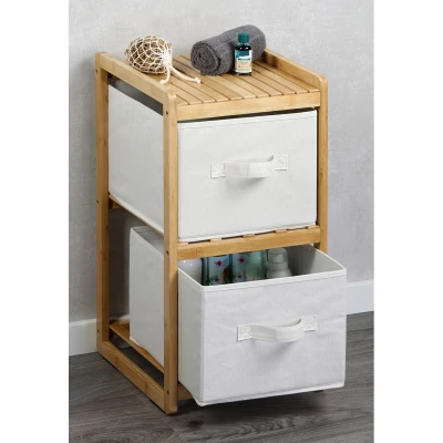 KESPER Regál s boxy bambusový 57 x 29,5 x 33,5 cm, 2 police