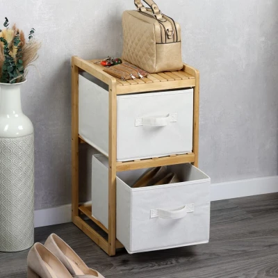 KESPER Regál s boxy bambusový 57 x 29,5 x 33,5 cm, 2 police