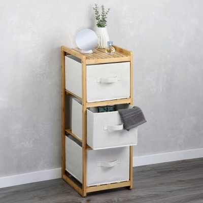 KESPER Regál s boxy, 3 police, 87 x 29,5 x 33,5 cm, bambusový