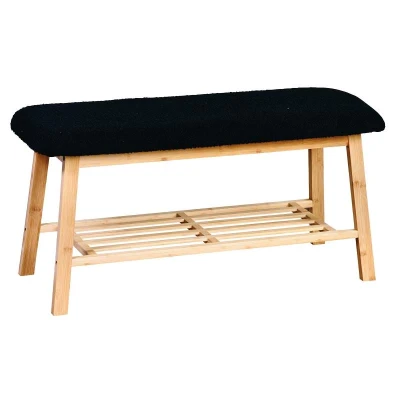 KESPER Lavice s čalouněným sedákem bambusová 90 x 34 x 45 cm
