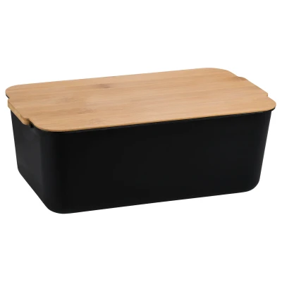 KESPER Chlebník s bambusovým prkénkem 31 x 18,5 x 12,5 cm černý