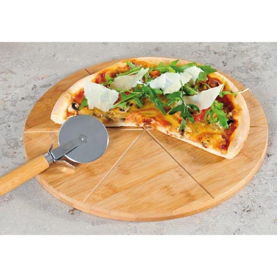 KESPER 58462 Prkénko a kráječ na pizzu, ø 32 cm, bambus
