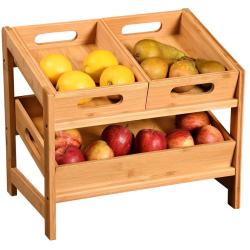 KESPER 58851 Kuchyňská police se 3 vyjímatelnými přihrádkami, 39,5 x 26 x 35,5 cm, bambus