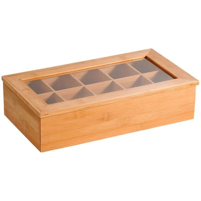 KESPER Organizér na čaje bambusový 10 přihrádek 36 x 20 x 9 cm