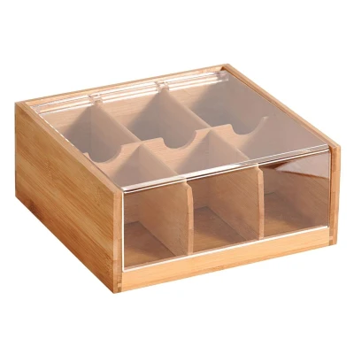 KESPER Organizér na čaje 6 přihrádek 22 x 21 x 9,5 cm bambus/plast