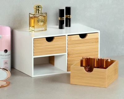 KESPER Organizér se 3 zásuvkami bílý/přírodní 27 x 16 x 14 cm