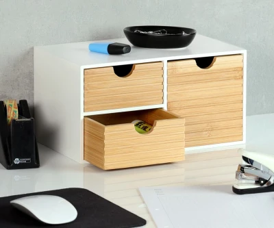 KESPER Organizér se 3 zásuvkami bílý/přírodní 27 x 16 x 14 cm