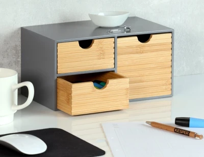KESPER Organizér se 3 zásuvkami šedý/přírodní 27 x 16 x 14 cm