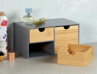 KESPER Organizér se 3 zásuvkami šedý/přírodní 27 x 16 x 14 cm