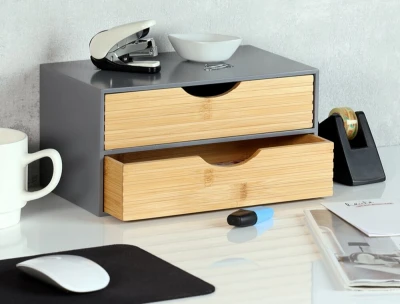 KESPER organizér se 2 zásuvkami šedý/přírodní