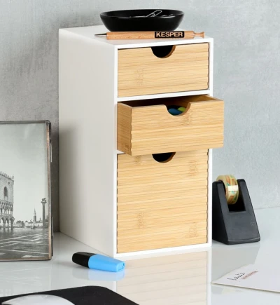 KESPER Organizér se 3 zásuvkami bílý/přírodní