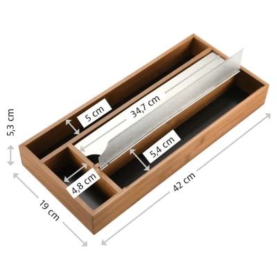 KESPER Kuchyňský zásobník na fólie 42 x 19 x 5,4 cm tmavý bambus