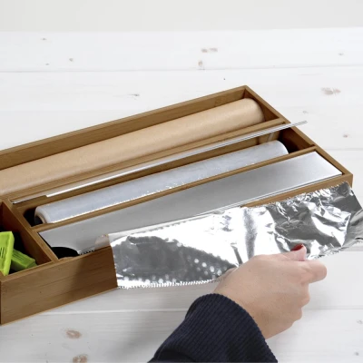 KESPER Kuchyňský zásobník na fólie 42 x 19 x 5,4 cm tmavý bambus
