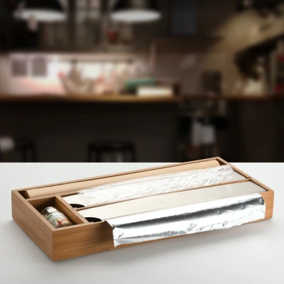 KESPER Kuchyňský zásobník na fólie 42 x 19 x 5,4 cm tmavý bambus