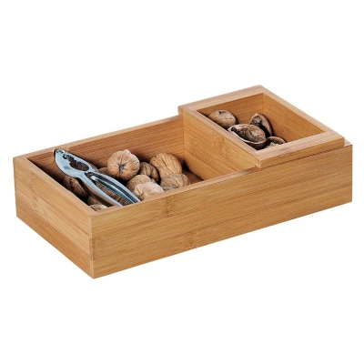 KESPER Miska na ořechy s louskáčkem hranatá bambusová 30 x 16 x 7,5 cm