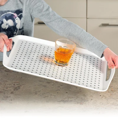 KESPER Servírovací protiskluzový tác bílý plastový 45,5 x 32 cm