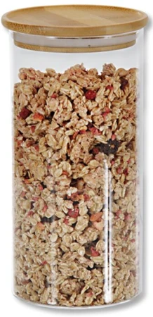 KESPER skladovací nádoby 3 ks, Ø 10 cm, sklo/bambus