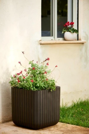 Keter Cube Planter M whiskey hnědý květináč
