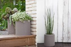 Keter Květináč Cylinder L Silver Grey