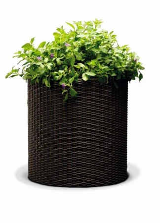 Keter Cylinder M hnědý dekorační květináč