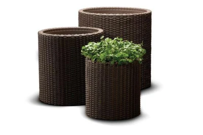 Keter Cylinder M hnědý dekorační květináč