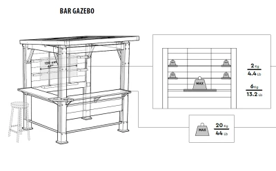 Keter Bar Gazebo tmavě šedý zahradní altán s barem