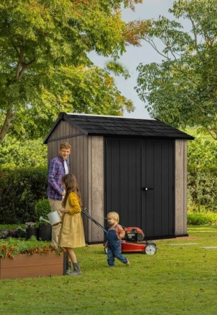 Keter Záhradný domček Apex 7,5 x 7 Ashwood, s podlahou