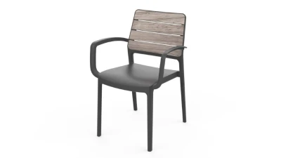 Keter Zahradní křeslo Deco Porto s područkami storm grey / grafit