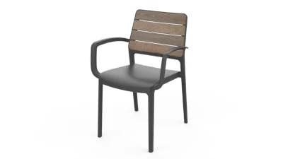 Keter Zahradní křeslo Deco Porto s područkami walnut / grafit