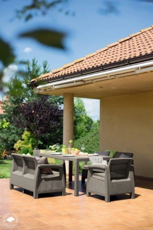 Keter Záhradný nábytok Corfu Fiesta set dve dvojsedačky + dve kreslá + stôl cappuccino