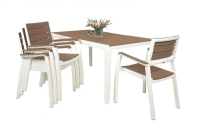 Keter Záhradný nábytok Harmony set stôl + 4 stoličky biely / cappuccino Keter Záhradný nábytok Harmony set stôl + 4 stoličky biely / cappuccino