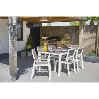 Keter Zahradní nábytek Harmony set stůl + 4 židle bílý / cappuccino