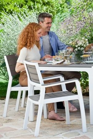 Keter Zahradní nábytek Harmony set stůl + 4 židle bílý / cappuccino