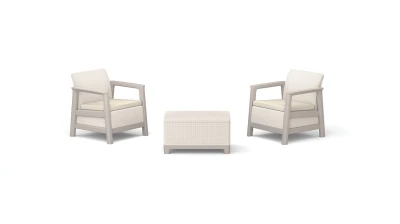 Keter Zahradní nábytek Scandi set dvě křesla + úložný stůl béžovo šedý