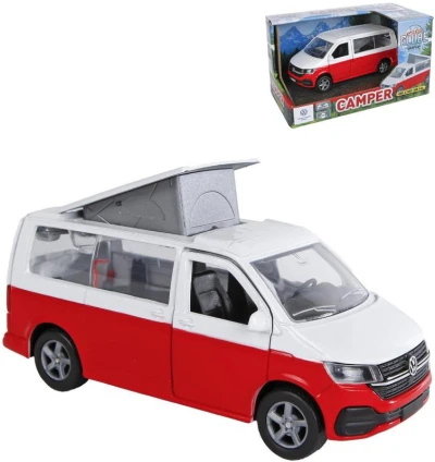 KIDS GLOBE Auto dodávka Volkswagen Camper 14cm zpětný chod kovový model