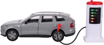 KIDS GLOBE Auto Volvo EX90 + dobíjecí stanice PB kov na baterie Světlo Zvuk