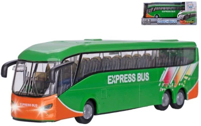 KIDS GLOBE Autobus kovový zpětný chod na baterie Světlo Zvuk
