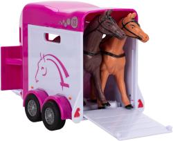 Kids globe Horses auto Land Rover set s přívěsem a koňmi růžový PB kov