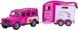Kids globe Horses auto Land Rover set s přívěsem a koňmi růžový PB kov