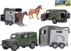 Kids globe Horses auto Land Rover set s přívěsem a koňmi zelený PB kov