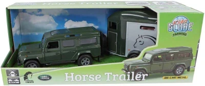 Kids globe Horses auto Land Rover set s prívesom a koňmi zelený PB kov