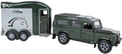 Kids globe Horses auto Land Rover set s prívesom a koňmi zelený PB kov
