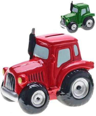 KIDS GLOBE Pokladnička traktor retro porcelánová kasička 2 barvy