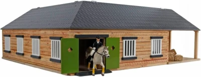 Kids globe Stáje pro koně 1:24 se 3 boxy DŘEVĚNÁ (stavebnice)