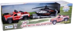 Kids globe Traffic auto terénní set s přívěsem a vrtulníkem PB kov